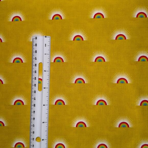 Free Spirit Tula Pink Daydreamer Sundaze Yellow Pineapple - 1 Yard - Rainbow - Picture 8 of 9